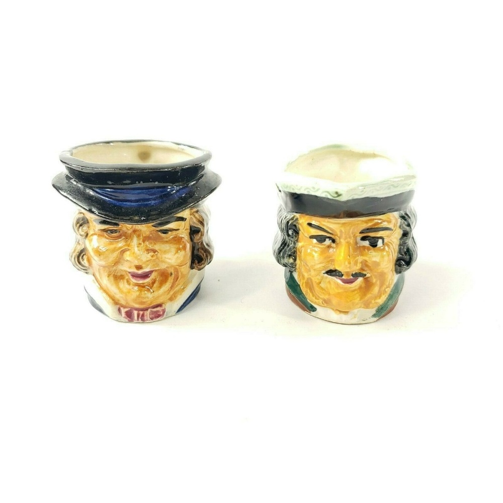 2 Vintage Mini Toby Mug Colonial Creamer Cups